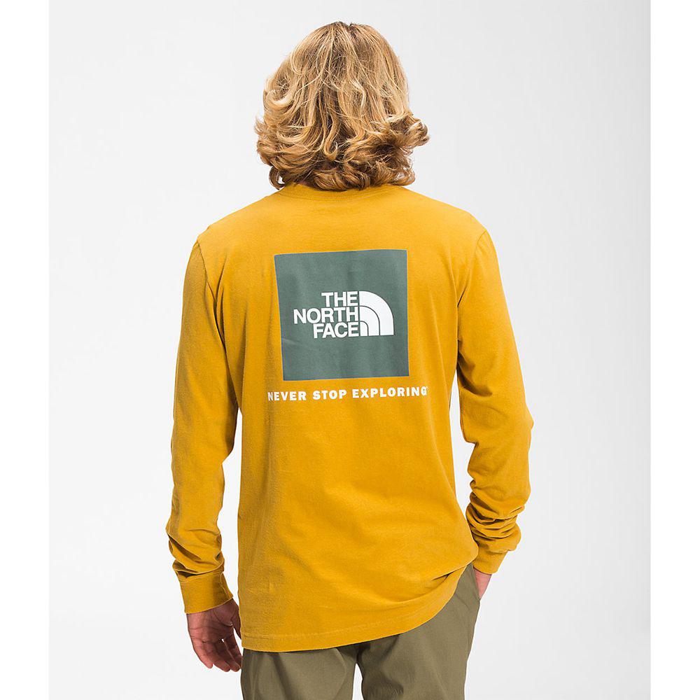The North Face Long Sleeve Box Nse Ανδρικα Μπλούζα Με Μακρύ Μανίκι - Κίτρινα (VAKE39567)